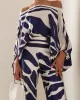 Printed Off-The-Shoulder Top + Wide Leg  Pants Two Pieces Set