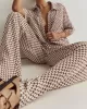 Plaid Printed Half Sleeves Loose Lapel Shirts&Pants Two Pieces Set