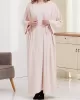 Long Sleeves Loose Solid Color Inner Dress + Tied Waist Outerwear Two Pieces Set