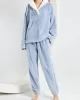 Coral Fleece Split-Joint V-Neck + Pants Pajama Two Pieces Set