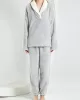 Coral Fleece Split-Joint V-Neck + Pants Pajama Two Pieces Set