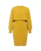 Round-Neck Long Sleeves Solid Color Sweater Top + Inner Dress Two Pieces Set