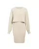 Round-Neck Long Sleeves Solid Color Sweater Top + Inner Dress Two Pieces Set