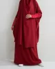 Solid Color Batwing Sleeves Long Sleeves Muslim High Neck Shirts Top + Skirts Bottom Two Pieces Set