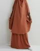 Solid Color Batwing Sleeves Long Sleeves Muslim High Neck Shirts Top + Skirts Bottom Two Pieces Set