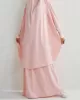 Solid Color Batwing Sleeves Long Sleeves Muslim High Neck Shirts Top + Skirts Bottom Two Pieces Set