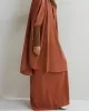 Solid Color Batwing Sleeves Long Sleeves Muslim High Neck Shirts Top + Skirts Bottom Two Pieces Set