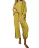 Round-Neck Long Sleeves Loose Solid Color Shirts Top + Drawstring Pants Bottom Two Pieces Set