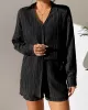 Loose Buttoned Long Sleeves Pleated Solid Color Lapel Shirts Top + Elasticity Shorts Bottom Two Pieces Set