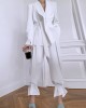 Solid Color Column Long Sleeves Lapel Blazer Top&Pants Two Pieces Set