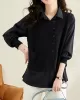 Long Sleeves Loose Solid Color Lapel  Inner Shirt + Pockets Buttoned Outer Knit Vest Two Pieces Set