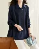 Long Sleeves Loose Solid Color Lapel  Inner Shirt + Pockets Buttoned Outer Knit Vest Two Pieces Set