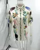 Loose Buttoned Half Sleeves Flower Print Pockets Lapel T-shirt Top + Drawstring Elasticity Pants Bottom Two Pieces Set