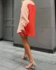 Loose Long Sleeves Contrast Color Split-Joint Lapel Blouse + Solid Color Shorts Two Pieces Set