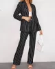 Loose Pockets Long Sleeves Striped Lapel Blazer Outerwear + Suits Bottom Two Pieces Set