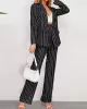 Loose Pockets Long Sleeves Striped Lapel Blazer Outerwear + Suits Bottom Two Pieces Set