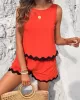 Loose Sleeveless Split-Joint Round-neck Vest + Wide Leg Shorts Two Pieces Set