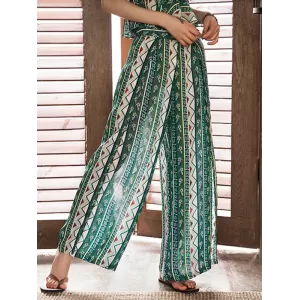 Casual Loose High Waisted Floral Printed Wide Leg Pants Bottoms