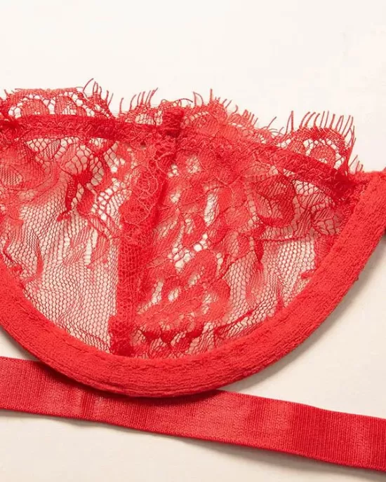 Eyelash Lace Underwired Split Sexy Lingerie