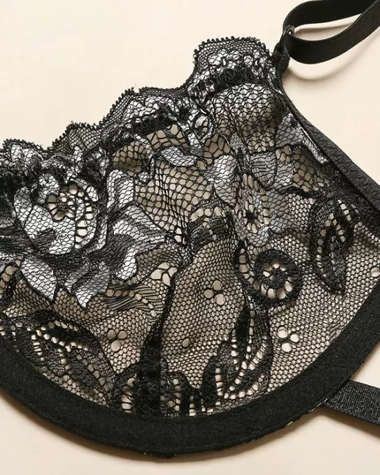 Sexy Embroidered Underwired Bandage Erotic Lingerie