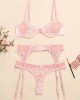 Sexy Lace Split-Joint Underwired Three-Piece Lingerie Set