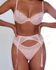 Sexy Lace Split-Joint Underwired Three-Piece Lingerie Set