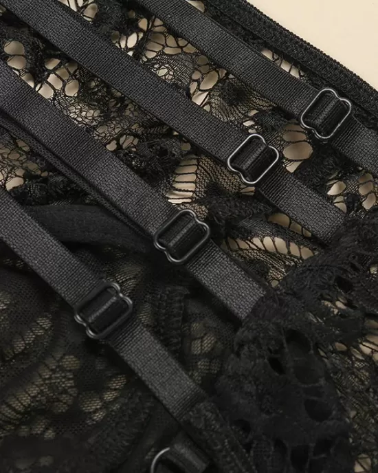 Sexy Lace Hollow Underwired Split Erotic Lingerie