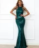 Evening Sleeveless Wrap Sequined Dress