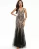 Evening Sleeveless Embroidered Solid Color V-Neck Maxi Dress