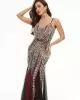 Evening Sleeveless Embroidered Solid Color V-Neck Maxi Dress