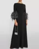 Elegant Simple Black And White Feather Long Sleeve Party Dress