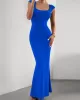 Solid Color High Waisted Mermaid Square-Neck Maxi Dresses