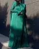 Solid Color Flared Sleeves Long Sleeves High-neck Maxi Dresses