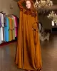 Solid Color Flared Sleeves Long Sleeves High-neck Maxi Dresses