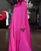 Solid Color Flared Sleeves Long Sleeves High-neck Maxi Dresses