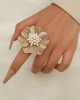 Adjustable Color-Block Flower Shape Rhinestone Sequined Rings Accessories