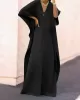 Batwing Sleeves Loose Solid Color Split-Side V-Neck Maxi Dresses