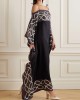 Bandage Contrast Color Printed Loose Spaghetti-Neck Maxi Dresses