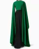 Batwing Sleeves Bandage Contrast Color Split-Front Zipper V-Neck Evening Dresses