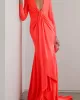 Long Sleeves Skinny Solid Color Tasseled Zipper V-Neck Maxi Evening Dresses