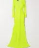 Long Sleeves Skinny Solid Color Tasseled Zipper V-Neck Maxi Evening Dresses