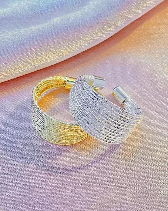 Adjustable Hollow Sequined Solid Color Rings Accessories