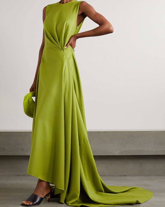 Solid Color Tied Waist Sleeveless Maxi Dresses