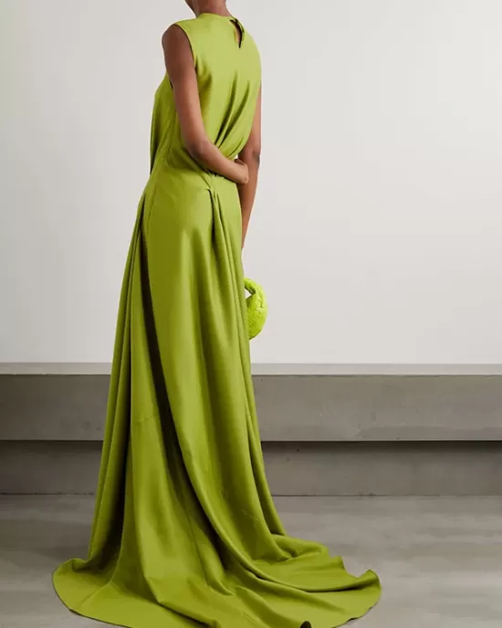 Solid Color Tied Waist Sleeveless Maxi Dresses