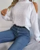 Solid Color Split-Joint Long Sleeves Loose Cold Shoulder Sweater Tops