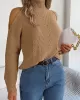 Solid Color Split-Joint Long Sleeves Loose Cold Shoulder Sweater Tops