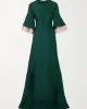 Flared Sleeves Half Sleeves Solid Color Round-Neck Maxi Dresses