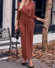 Bowknot Solid Color Bodycon Long Sleeves V-neck Maxi Dresses