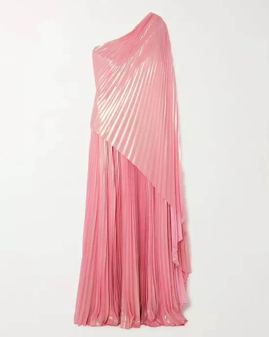 Loose Asymmetric Pleated One-Shoulder Maxi Dresses