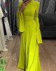 Ruffle Sleeves Skinny Belted Solid Color Round-Neck Maxi Dresses